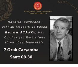 Kenan Atakol için yarın Cumhuriyet Meclisi’nde tören düzenlenecek